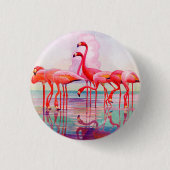 Pink Flamingos van Francis Lee Jaques Ronde Button 3,2 Cm (Voorkant)