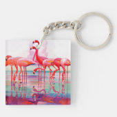 Pink Flamingos van Francis Lee Jaques Sleutelhanger (Achterkant)