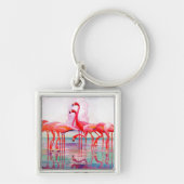 Pink Flamingos van Francis Lee Jaques Sleutelhanger (Voorkant)