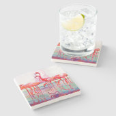 Pink Flamingos van Francis Lee Jaques Stenen Onderzetter (Zijkant)