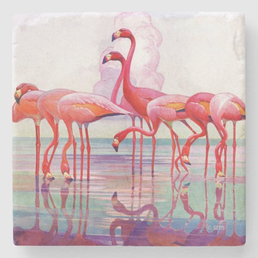 Pink Flamingos van Francis Lee Jaques Stenen Onderzetter (Voorkant)