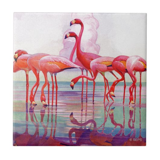 Pink Flamingos van Francis Lee Jaques Tegeltje (Voorkant)