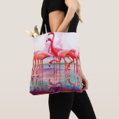 Pink Flamingos van Francis Lee Jaques Tote Bag (Dichtbij)