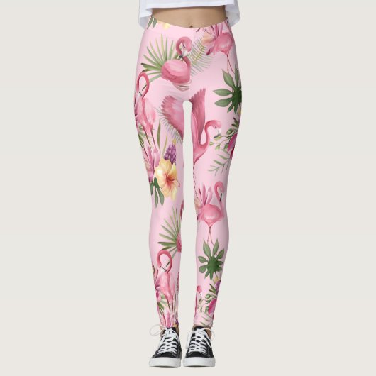 Pink Flamingos-vlucht Leggings (Voorkant)