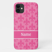 Pink Fleur de Lis Girly Pattern Personalized Case-Mate iPhone Case (Achterkant)