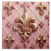 Pink Fleur De Lis grote keramische tegel Tegeltje (Voorkant)