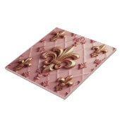 Pink Fleur De Lis grote keramische tegel Tegeltje (Zijkant)
