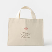 Pink Fleur de Lis Moeder van de bruidegom Initiaal Mini Tote Bag (Achterkant)