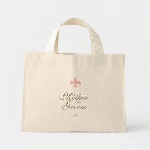 Pink Fleur de Lis Moeder van de bruidegom Initiaal Mini Tote Bag