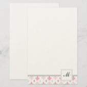 Pink Fleur de Lis Stationery Briefpapier (Voorkant / Achterkant)
