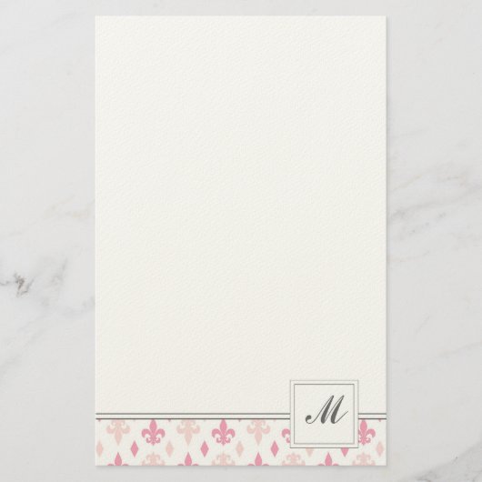 Pink Fleur de Lis Stationery Briefpapier (Voorkant)