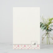 Pink Fleur de Lis Stationery Briefpapier (Staand voorkant)