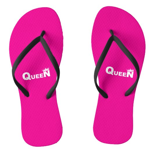 Pink flip-flops with 'Queen' – beach style Teenslippers (Voetbed)