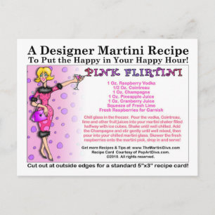 Pink Flirtini Martini Recept Kaart Briefkaart