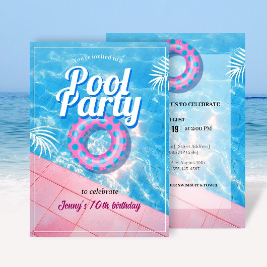 Pink Floaty Pool Party Kaart