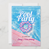 Pink Floaty Pool Party Kaart (Voorkant)