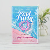 Pink Floaty Pool Party Kaart (Staand voorkant)