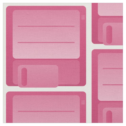 Pink Floppy Disk Pattern Fabric Stof (Close Up)