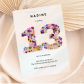 Pink Floral 13th Birthday Garden Spring Wildflower Kaart