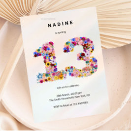 Pink Floral 13th Birthday Garden Spring Wildflower Kaart