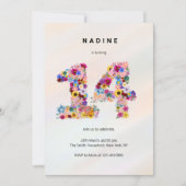 Pink Floral 14th Birthday Garden Spring Wildflower Kaart (Voorkant)