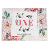 Pink Floral 1st Birthday  Groot Cadeauzakje (Voorkant)