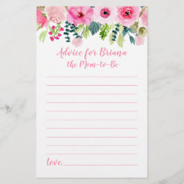 Pink Floral 2 Baby shower Games Advice & Wishes
