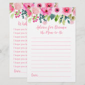 Pink Floral 2 Baby shower Games Advice & Wishes (Voorkant / Achterkant)