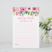 Pink Floral 2 Baby shower Games Advice & Wishes (Staand voorkant)