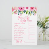 Pink Floral 2 Baby shower games Raad prijs & voeds (Staand voorkant)