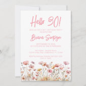 Pink Floral 30e verjaardag Kaart (Voorkant)