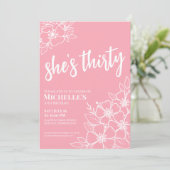 Pink Floral 30e verjaardag Kaart (Staand voorkant)