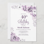 Pink Floral 40e verjaardag Kaart (Voorkant)