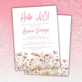 Pink Floral 40e verjaardag Kaart