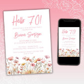 Pink Floral 70e verjaardag Kaart