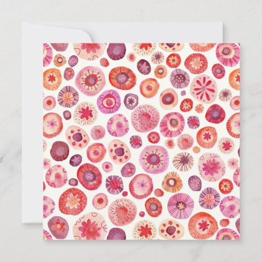 Pink Floral Abstract Pattern Engagement Party Kaart (Achterkant)