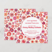 Pink Floral Abstract Pattern Evening Wedding Kaart (Voorkant / Achterkant)
