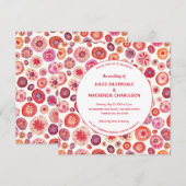 Pink Floral Abstract Pattern Wedding Kaart (Voorkant / Achterkant)
