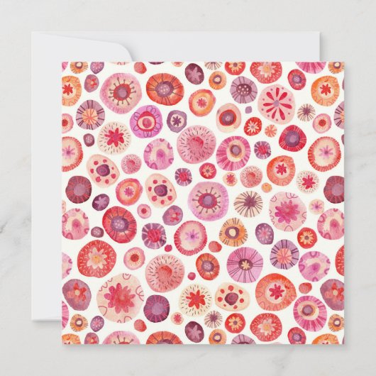 Pink Floral Abstract Pattern Wedding Kaart (Achterkant)