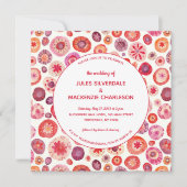 Pink Floral Abstract Pattern Wedding Kaart (Voorkant)