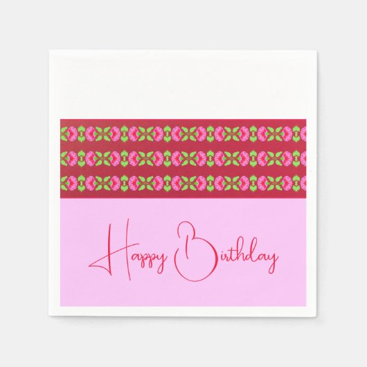 Pink Floral Accented Elegant Servet (Voorkant)