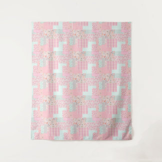 Pink Floral Aesthetic Tapestry | Romantic Wall Dec Wandkleed