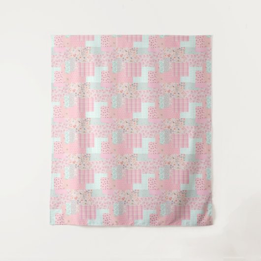 Pink Floral Aesthetic Tapestry | Romantic Wall Dec Wandkleed (Voorkant)