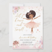 Pink Floral African America Ballerina Birthday Kaart (Voorkant)