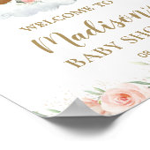 Pink Floral African American Baby shower Welcome Poster (Hoek)