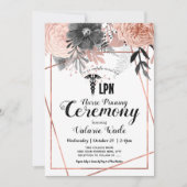 Pink Floral Afstuderen LPN Nurse Pinning Kaart (Voorkant)