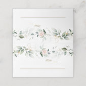 Pink Floral Airy Greenery Marble Table Number Plaatskaartje (Buitenkant ongevouwen)