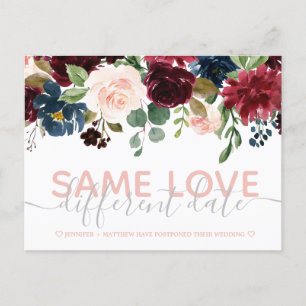 Pink Floral Andere datum Bindende Typografie Foto Aankondigingskaart