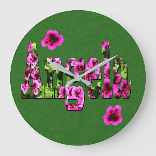 Pink Floral Angela Name Logo, Grote Klok (Voorkant)