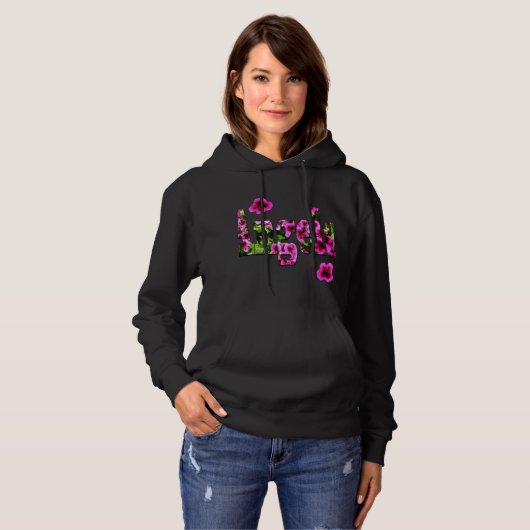 Pink Floral Angela Name Logo, Hoodie (Voorkant volledig)